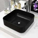 vidaXL Waschbecken Keramik Quadratisch Schwarz 38 x 38 x 13,5 cm