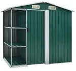 vidaXL Gartenhaus mit Regal Gr&uuml;n 205x130x183 cm Eisen
