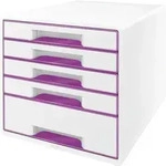 LEITZ Schubladenbox WOW CUBE, 5 Sch&uuml;be, perlwei&szlig;/violett