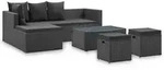 vidaXL 4-tlg. Garten-Lounge-Set Schwarz mit Auflagen Poly Rattan