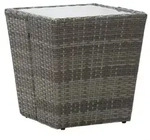 vidaXL Beistelltisch Grau 41,5x41,5x43 cm Poly Rattan und Hartglas