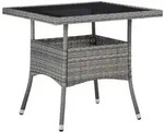 vidaXL Garten-Esstisch Grau Poly Rattan und Glas