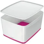Aufbewahrungsbox myBox gro&szlig; A4 mit Deckel wei&szlig;/pink