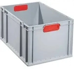 Transportstapelbeh&auml;lter L600xB400xH320mm grau PP geschlossener Griff rot