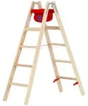 Hymer Holz-Stufenstehleiter, beidseitig begehbar, 2x5 Stufen, L&auml;nge 1,52 m