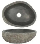 vidaXL Waschbecken Flussstein Oval (29-38)x(24-31) cm