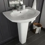vidaXL Freistehendes Waschbecken mit S&auml;ule Keramik Wei&szlig; 650x520x200 mm