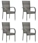vidaXL Gartenst&uuml;hle Stapelbar 4 Stk. Grau Poly Rattan