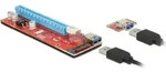Delock PCIe Riser Kabel PCIe x16 Buchse, USB-A Buchse 0.60m Rot 41423