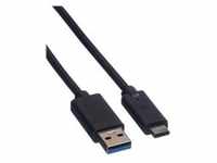 ROLINE USB 3.2 Gen 1 Kabel, A-C, ST/ST, schwarz, 1 m