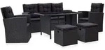 vidaXL 6-tlg. Garten-Lounge-Set mit Kissen Poly Rattan Schwarz