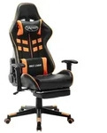 vidaXL Gaming-Stuhl mit Fu&szlig;st&uuml;tze Schwarz und Orange Kunstleder
