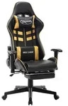 vidaXL Gaming-Stuhl mit Fu&szlig;st&uuml;tze Schwarz und Golden Kunstleder