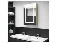 vidaXL LED-Spiegelschrank fürs Bad Weiß und Eichen-Optik 50x13x70 cm