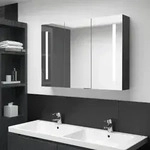 vidaXL LED-Spiegelschrank f&uuml;rs Bad 89x14x62 cm Gl&auml;nzend Schwarz