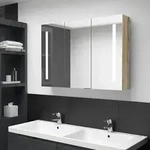 vidaXL LED-Bad-Spiegelschrank 89x14x62 cm Eichen-Optik