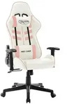 vidaXL Gaming-Stuhl Wei&szlig; und Rosa Kunstleder
