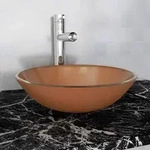 vidaXL Waschbecken Hartglas 42 cm braun