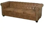 vidaXL Chesterfield-Sofa 3-Sitzer Kunstleder Braun