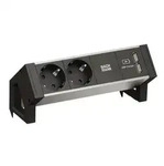 BACHMANN DESK2 ALU BLACK 2x Schutzkontakt 1x USB-Charger