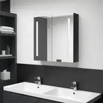 vidaXL LED-Spiegelschrank f&uuml;rs Bad Gl&auml;nzend Schwarz 62x14x60 cm