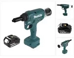 Makita DRV 250 T1 Akku Blindnietsetzger&auml;t 18V 20kN Brushless + 1x Akku 5,0Ah -...