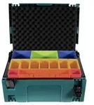 Makita MAKPAC 2 Systemkoffer + Boxeneinsatz mit farbigen Boxen P-83652 +
