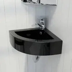 vidaXL Waschbecken mit &Uuml;berlauf 45 x 32 x 12,5 cm Schwarz