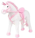vidaXL Pl&uuml;schtier Einhorn Stehend Pl&uuml;sch Wei&szlig; und Rosa XXL