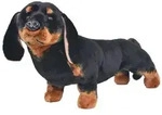vidaXL Pl&uuml;schtier Hund Dackel Stehend Pl&uuml;sch Schwarz XXL