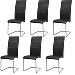 vidaXL Freischwinger 6 Stk. Schwarz Kunstleder