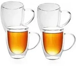Intirilife 4x Doppelwandiges Thermo Glas Set in 300 - 400ml &ndash; Thermoglas