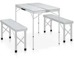 vidaXL Klappbarer Campingtisch mit 2 Sitzb&auml;nken Aluminium Wei&szlig;