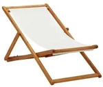 vidaXL Strandstuhl Klappbar Eukalyptusholz und Stoff Cremewei&szlig;