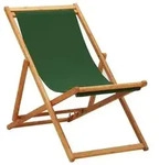 vidaXL Strandstuhl Klappbar Eukalyptusholz und Stoff Gr&uuml;n
