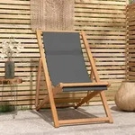 vidaXL Strandstuhl Klappbar Massivholz Teak Grau