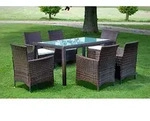vidaXL 7-tlg. Garten-Essgruppe mit Auflagen Poly Rattan Braun