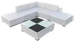 vidaXL 6-tlg. Garten-Lounge-Set mit Auflagen Poly Rattan Wei&szlig;