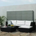 vidaXL 5-tlg. Garten-Lounge-Set mit Auflagen Poly Rattan Schwarz