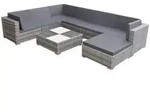 vidaXL 8-tlg. Garten-Lounge-Set mit Auflagen Poly Rattan Grau
