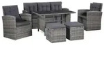 vidaXL 6-tlg. Garten-Lounge-Set mit Auflagen Poly Rattan Grau