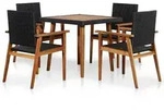 vidaXL 5-tlg. Garten-Essgruppe Poly Rattan Schwarz und Braun