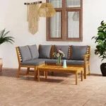 vidaXL 4-tlg. Garten-Lounge-Set mit Auflagen Massivholz Akazie