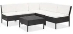 vidaXL 6-tlg. Garten-Lounge-Set mit Auflagen Poly Rattan Schwarz