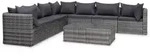 vidaXL 8-tlg. Garten-Lounge-Set mit Auflagen Poly Rattan Grau