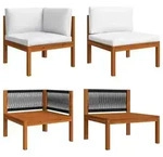 vidaXL 2-tlg. Garten-Lounge-Set mit Auflagen Akazie Massivholz