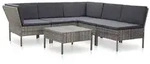 vidaXL 6-tlg. Garten-Lounge-Set mit Auflagen Poly Rattan Grau