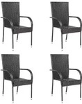 vidaXL Stapelbare Gartenst&uuml;hle 4 Stk. Poly Rattan Braun