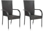 vidaXL Stapelbare Gartenst&uuml;hle 2 Stk. Poly Rattan Braun