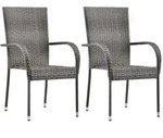 vidaXL Gartenst&uuml;hle Stapelbar 2 Stk. Grau Poly Rattan